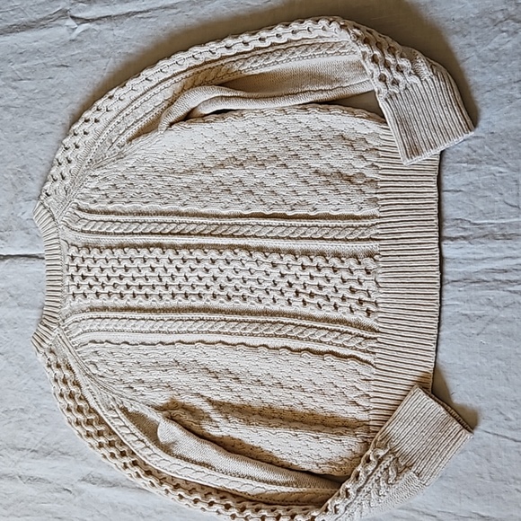 J.Crew Cream Lambswool Blend Sweater Popcorn Cable Knit Size Medium - Picture 7 of 13